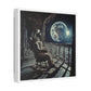 Astronaut on the Moon Sitting in a Rocking Chair on the Porch of a Farmhouse, Photorealism 'Designed by AI' Canvas Art Print