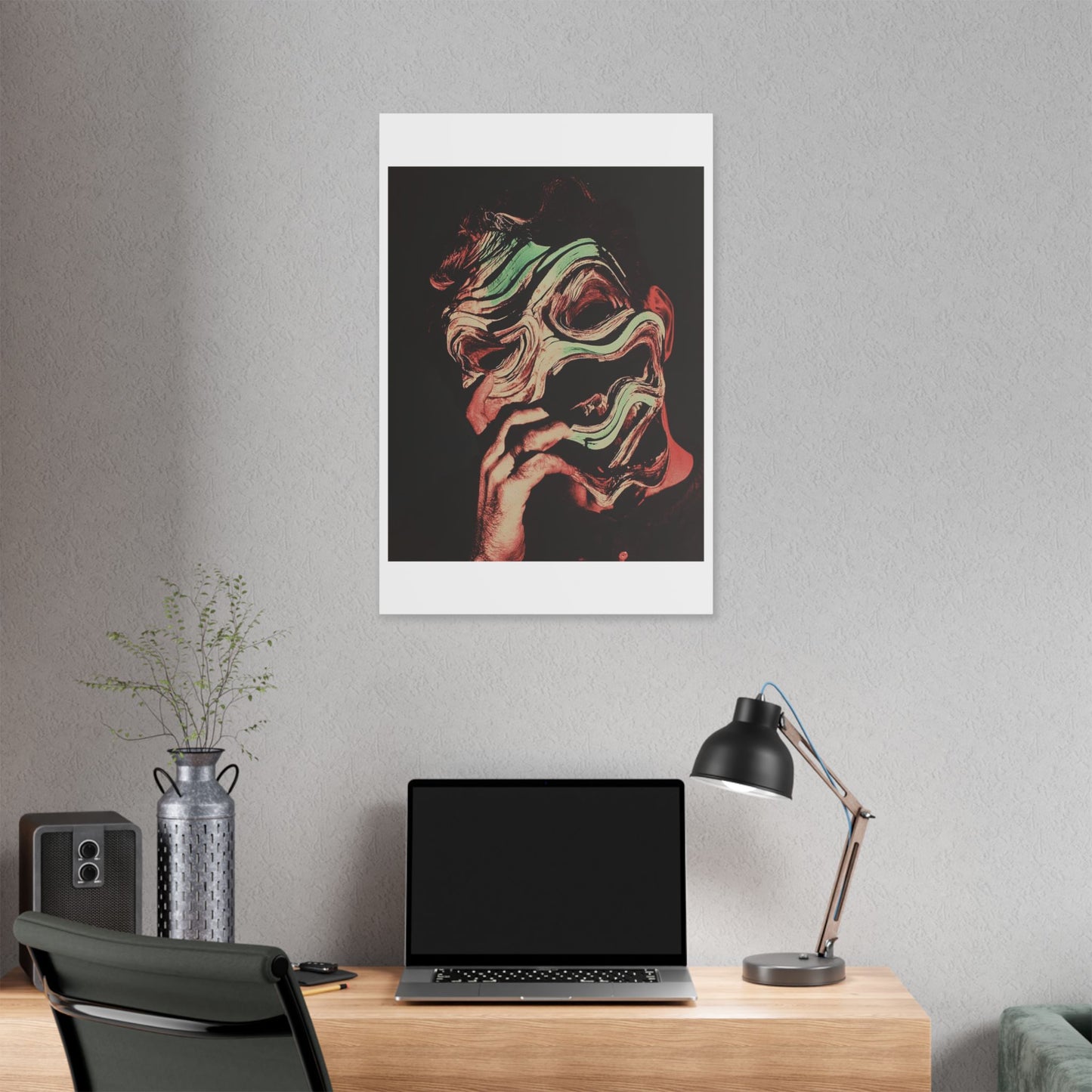 Abstract Male Portrait 'Designed by AI' Satin Canvas Art Print