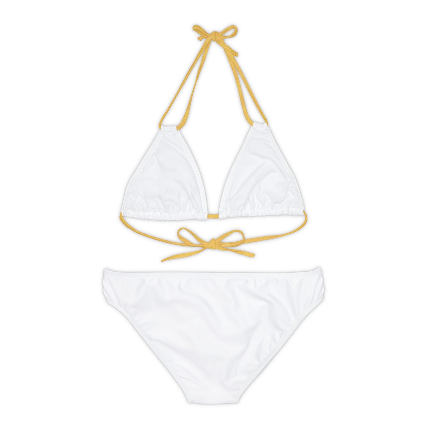 'Not a Dude' Women's Printed White Strappy Bikini Set