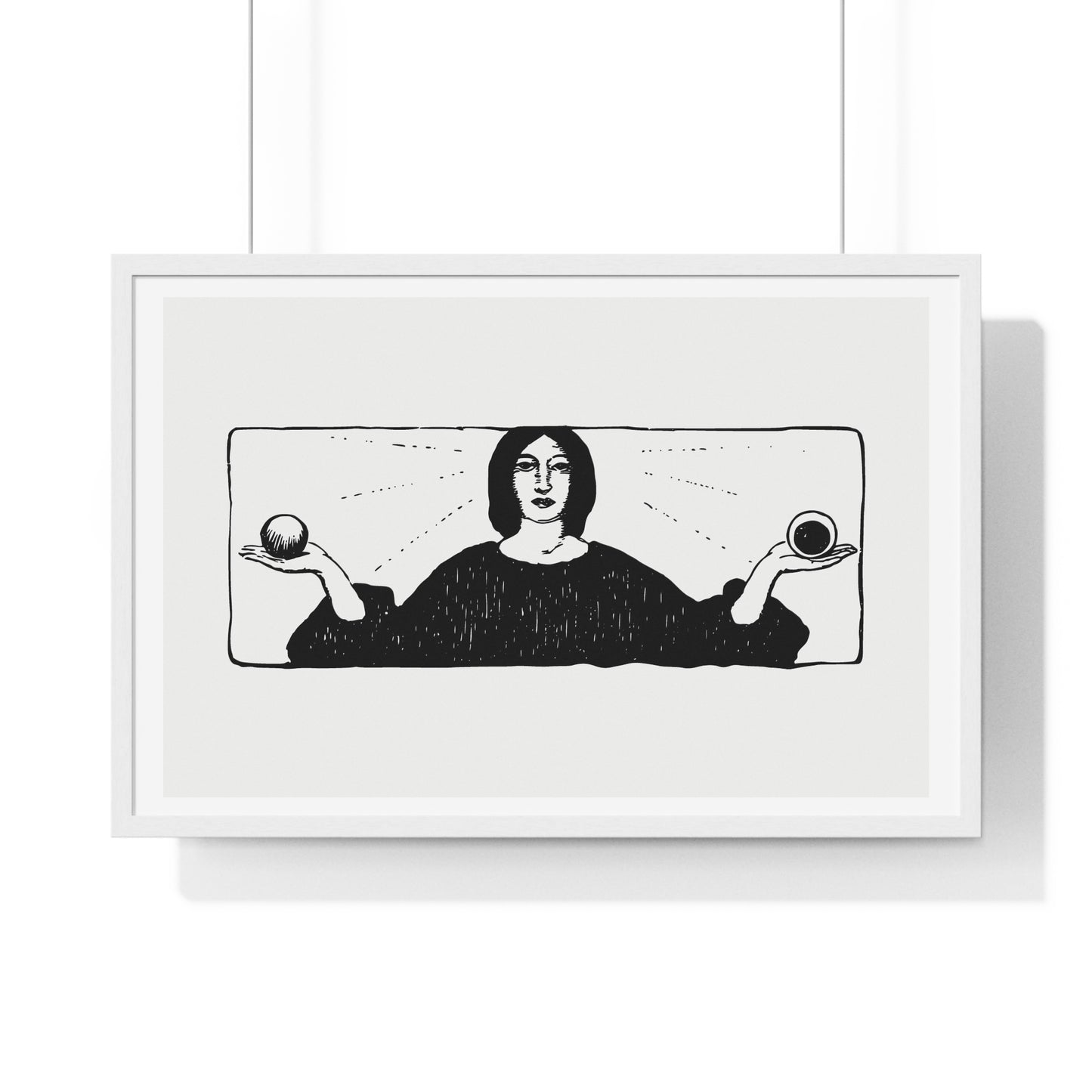 Woman Holding Balls, Religious Vintage Illustration, from the Original, Framed Art Print