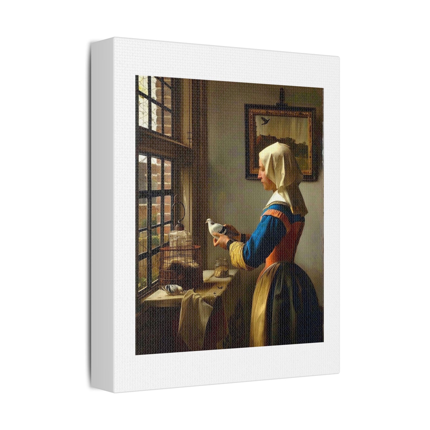 Portrait of a Flemish Woman with her Pet Dove, Renaissance Art 'Designed by AI' Print on Canvas