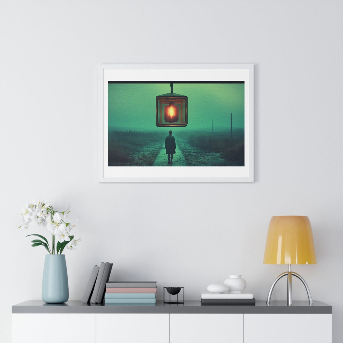 Cinematic Dystopia, Photographic Art 'Designed by AI' Framed Print