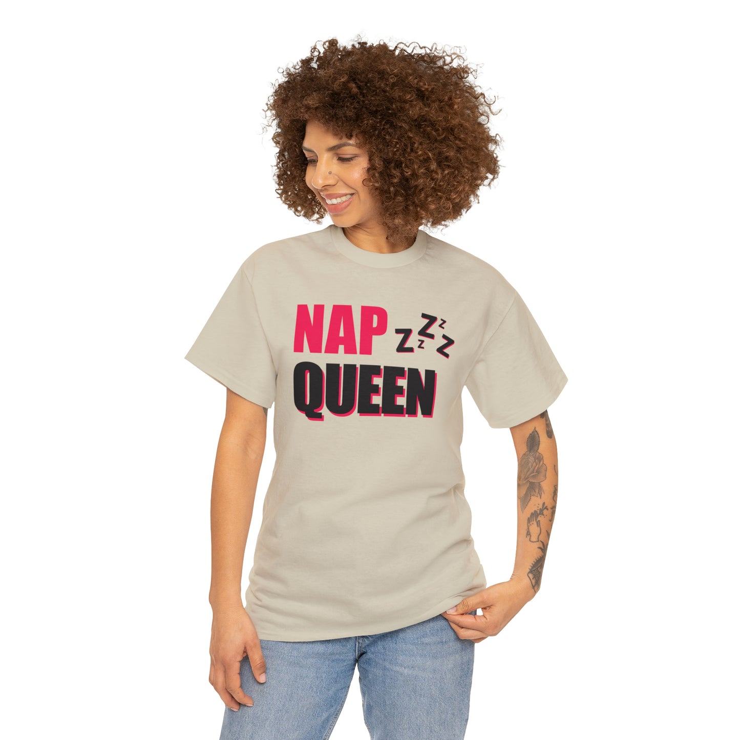 Nap Queen ヘビーコットン Tシャツ ユニセックス ワールドワイドサイズ 昼寝、睡眠、怠惰、休息