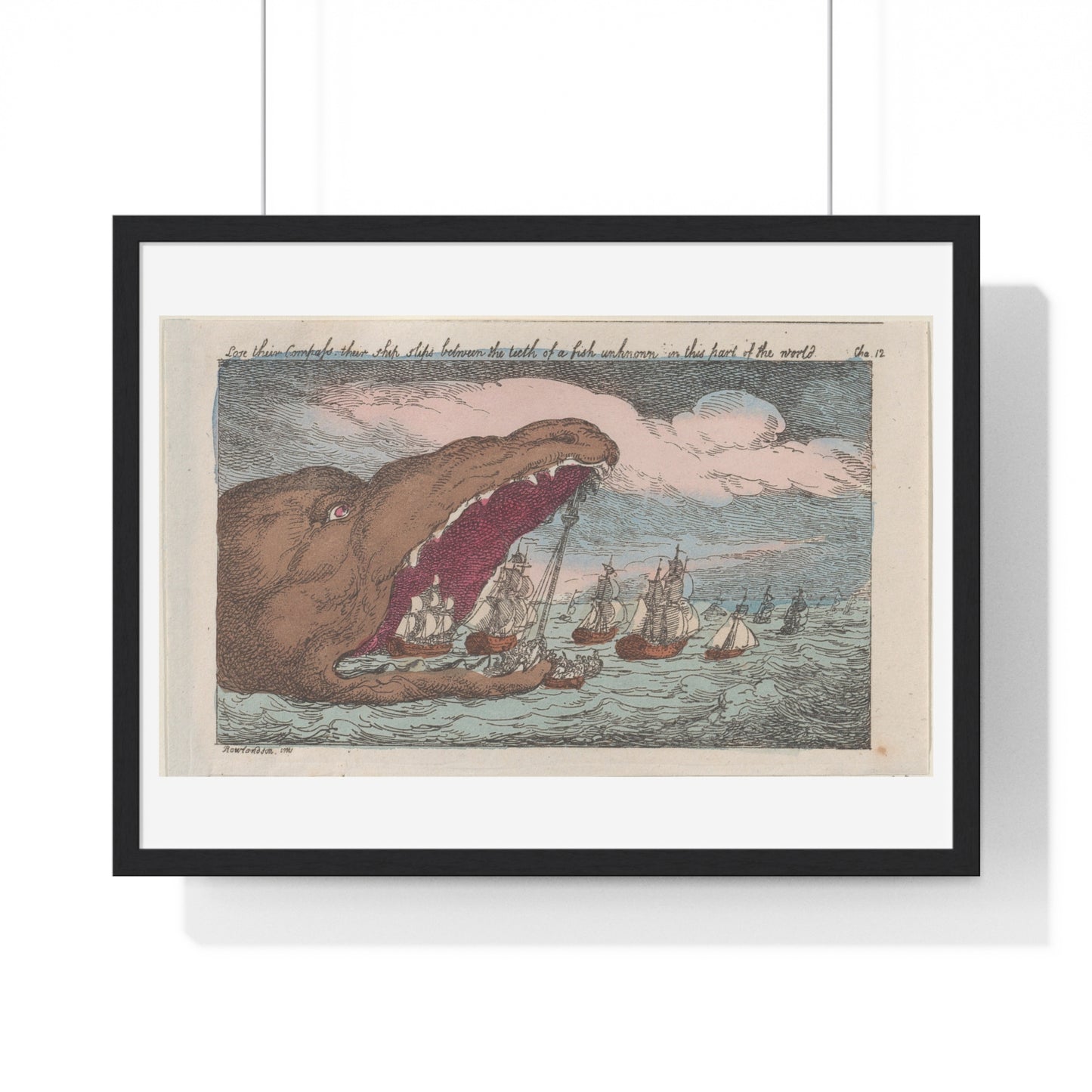 Lose their Compass, their Ship Slips Between the Teeth of a Fish Unknown in this Part of the World (1809) from the Original, Framed Print