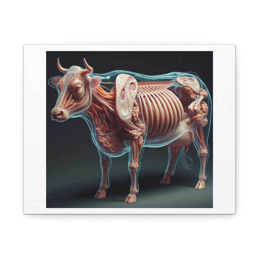 Standing Cow as a Living Scan, Art Print 'Designed by AI' on Canvas