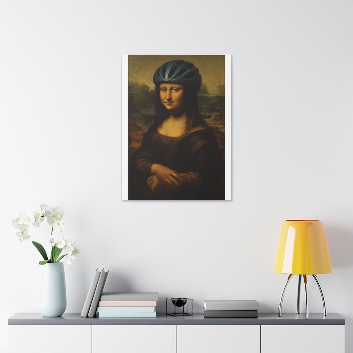 Biker Mona Lisa 'Created by AI' Canvas Art Print