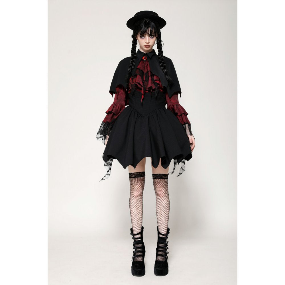 Dark in Love Camazotz Vampire Bat-Shaped Capelet in Black and Blood Red