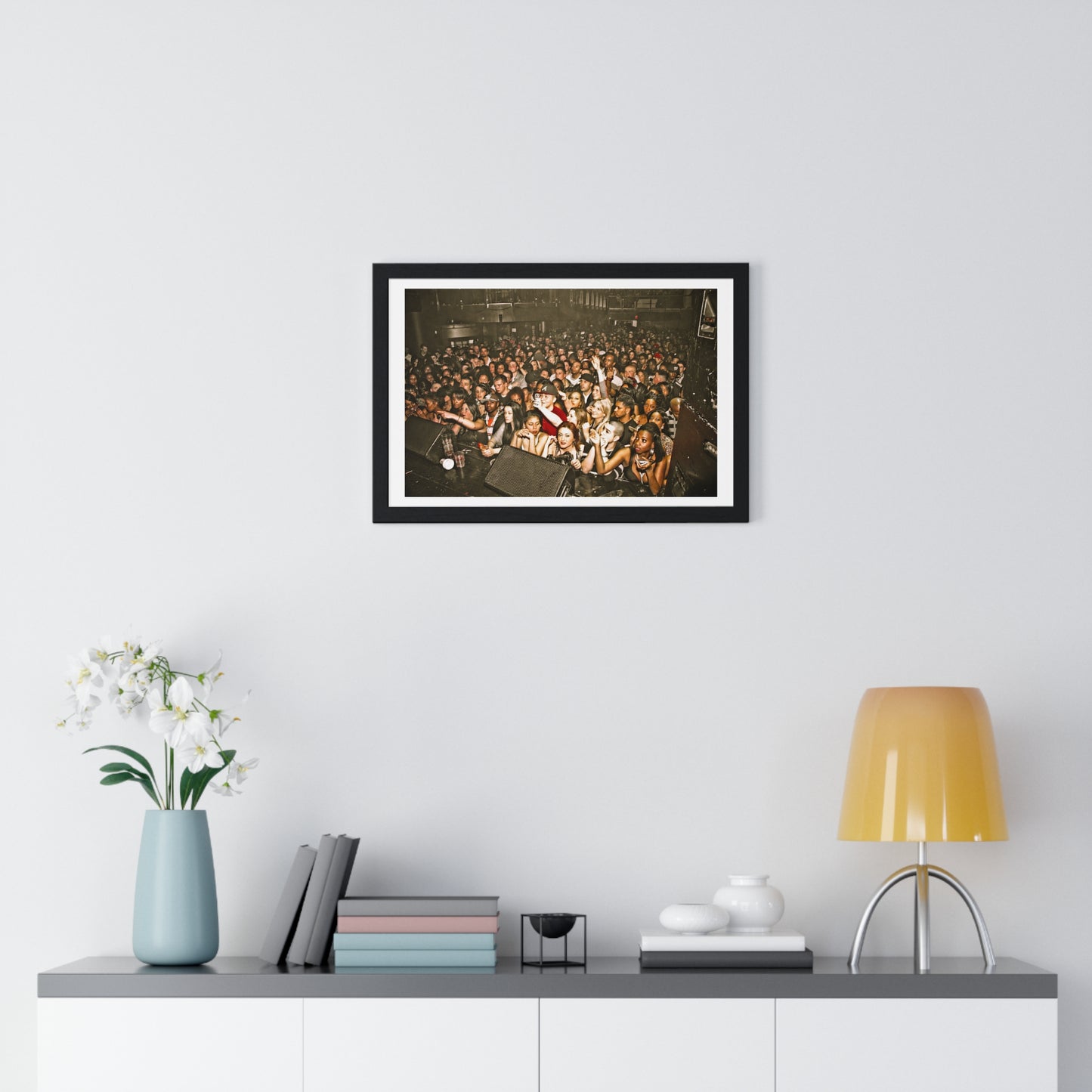 Crowd at Hip Hop Concert, Retro Photography (2017) from the Original, Framed Print