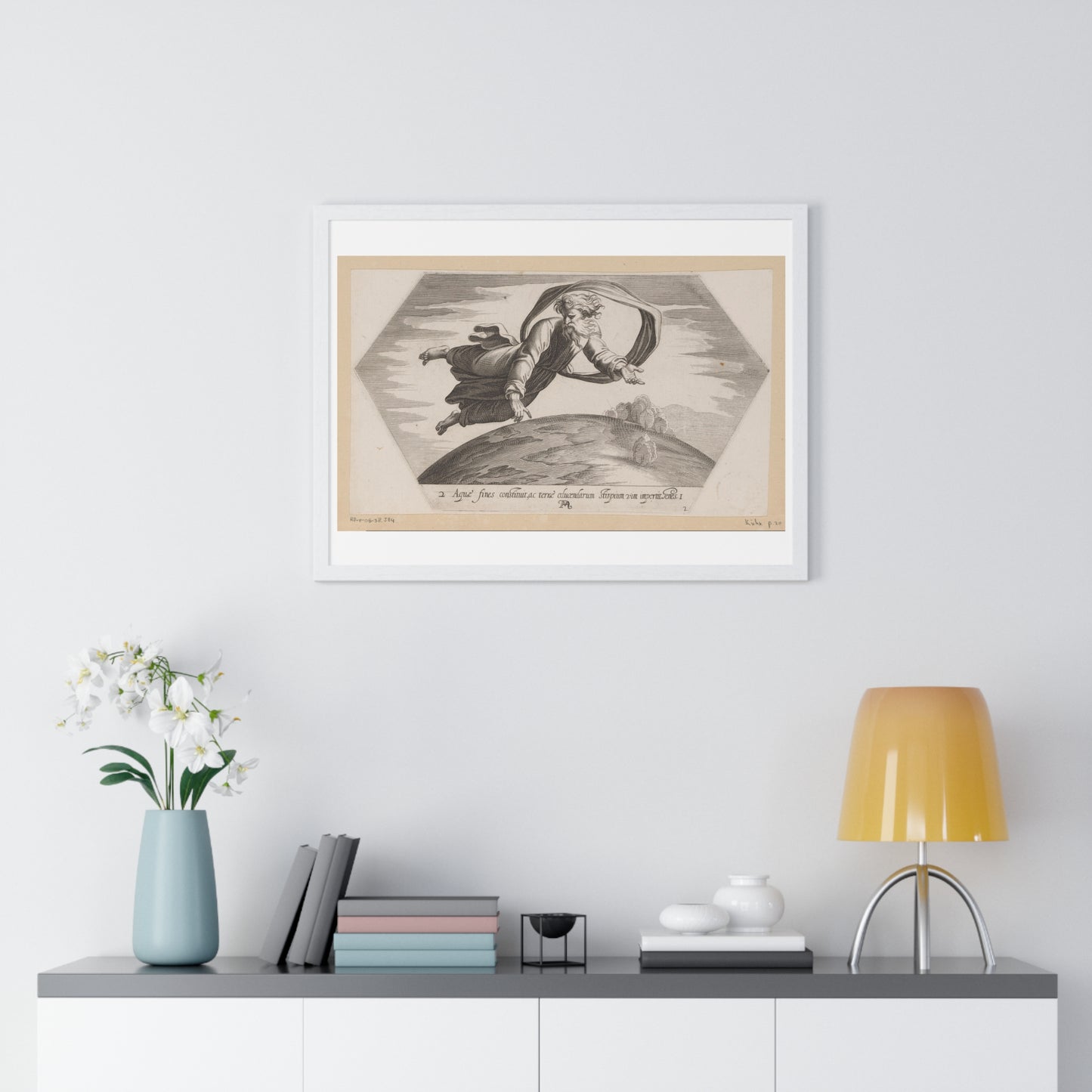 God Scheidt de Wateren (1626) by Francesco Villamena and Rafaël, from the Original, Framed Art Print