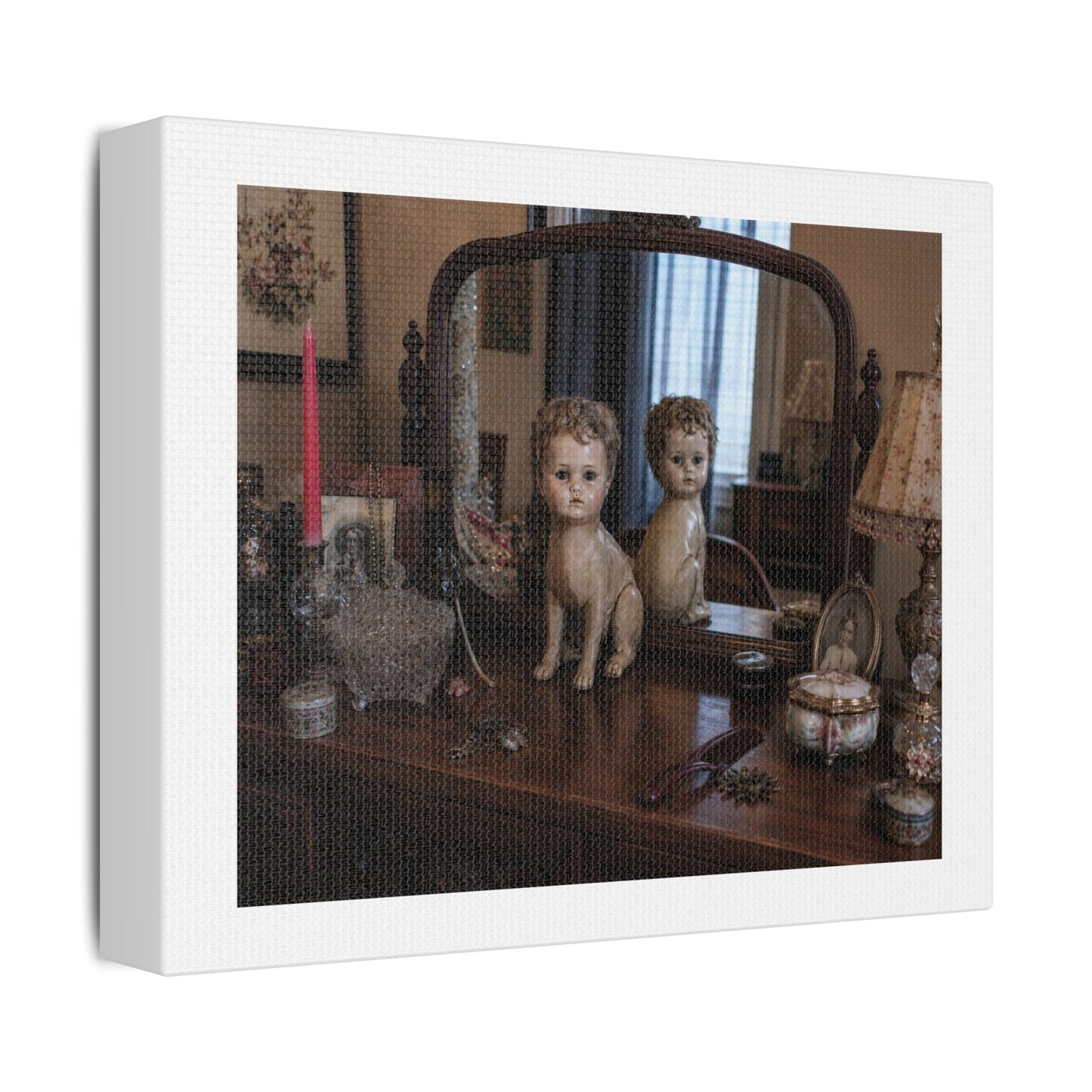 Eclectic Vintage Dressing Table 'Designed by AI' Art Print on Canvas