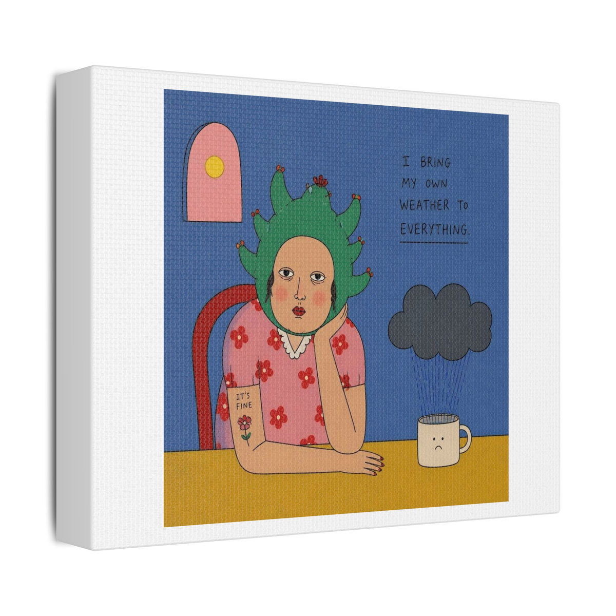 It's Fine V, Cartoon Art Print on Canvas
