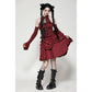 Dark in Love Rosalind Black and Red Tartan Cold Shoulder Halter Neck Dress