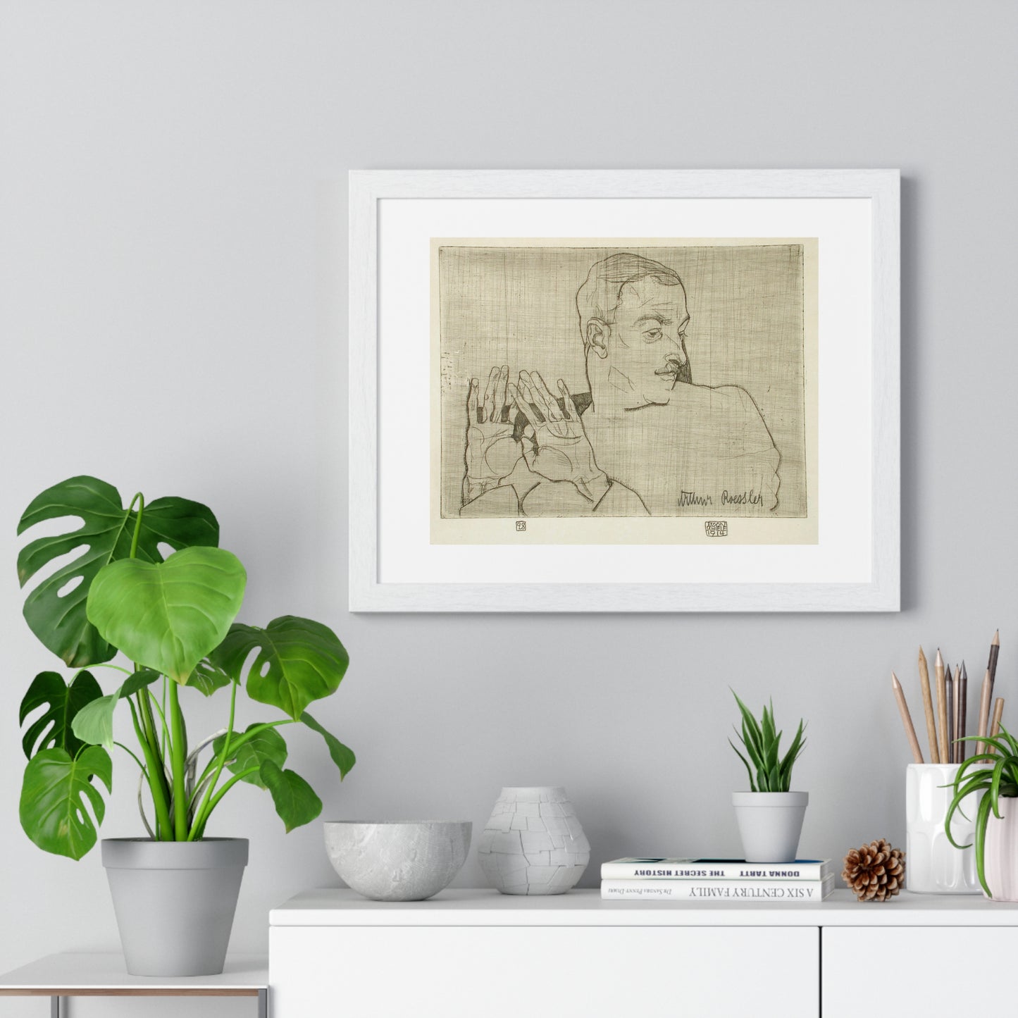 Portrait of Arthur Roessler (1922) by Egon Schiele, from the Original, Framed Art Print