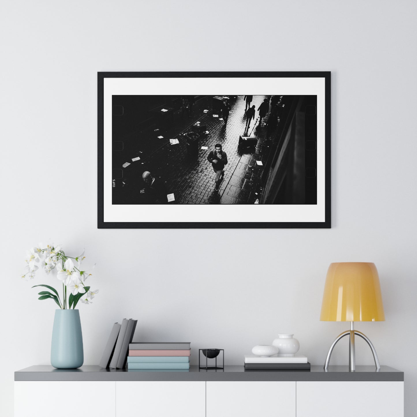 Black and White Photography, High-Contrast Cityscape III 'Designed by AI' Framed Print