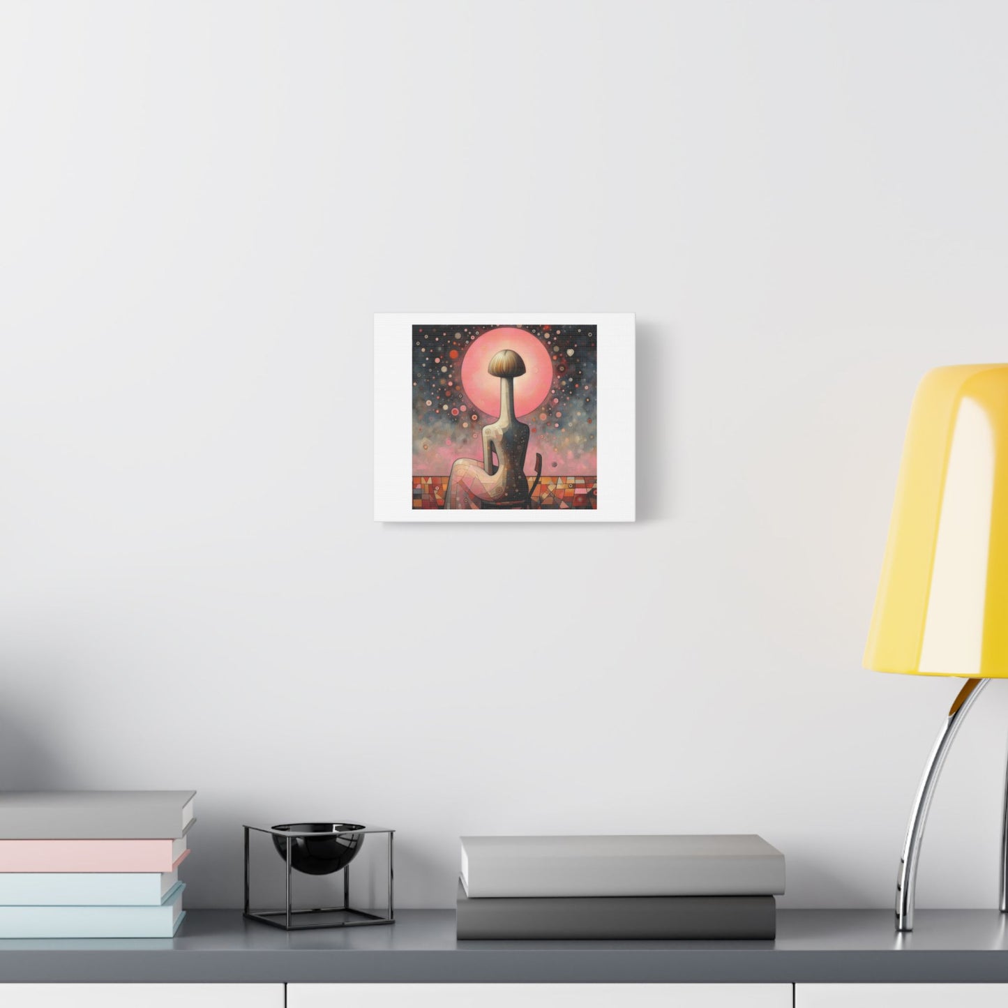 Strange Pink Beauty, Long Neck Woman 'Designed by AI' Art Print on Canvas