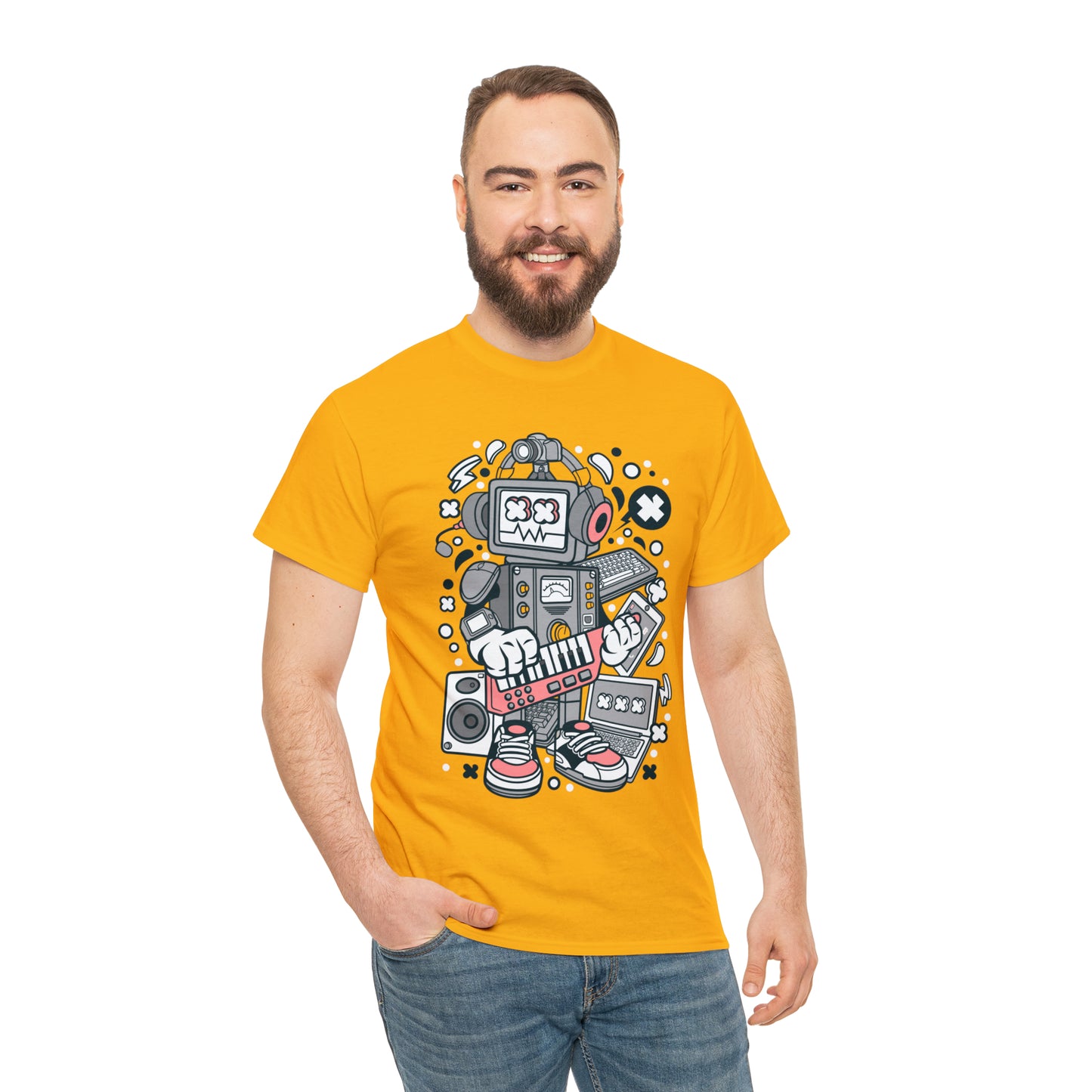 Robot Music Machine Cartoon T-Shirt