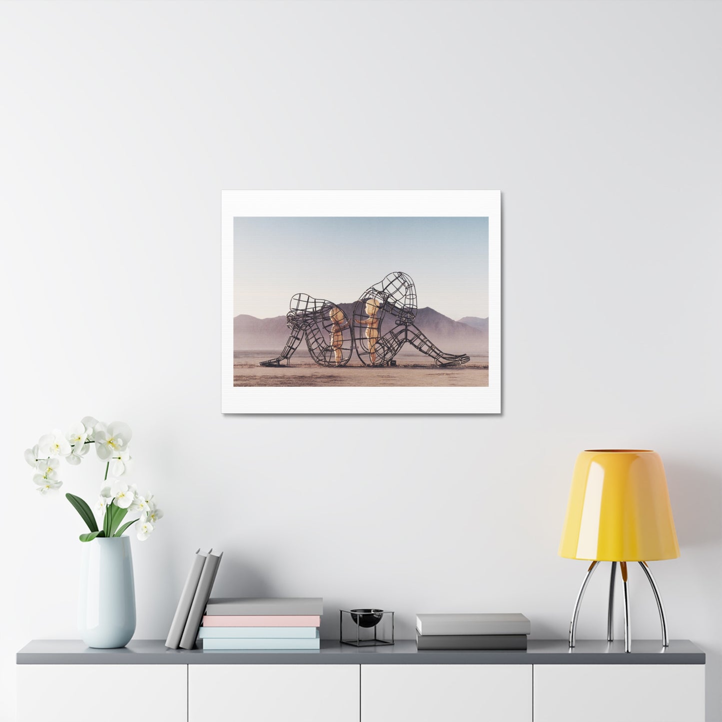 Architecture of Two Persons Turning their Backs to One Another at Burning Man, Art Print on Satin Canvas