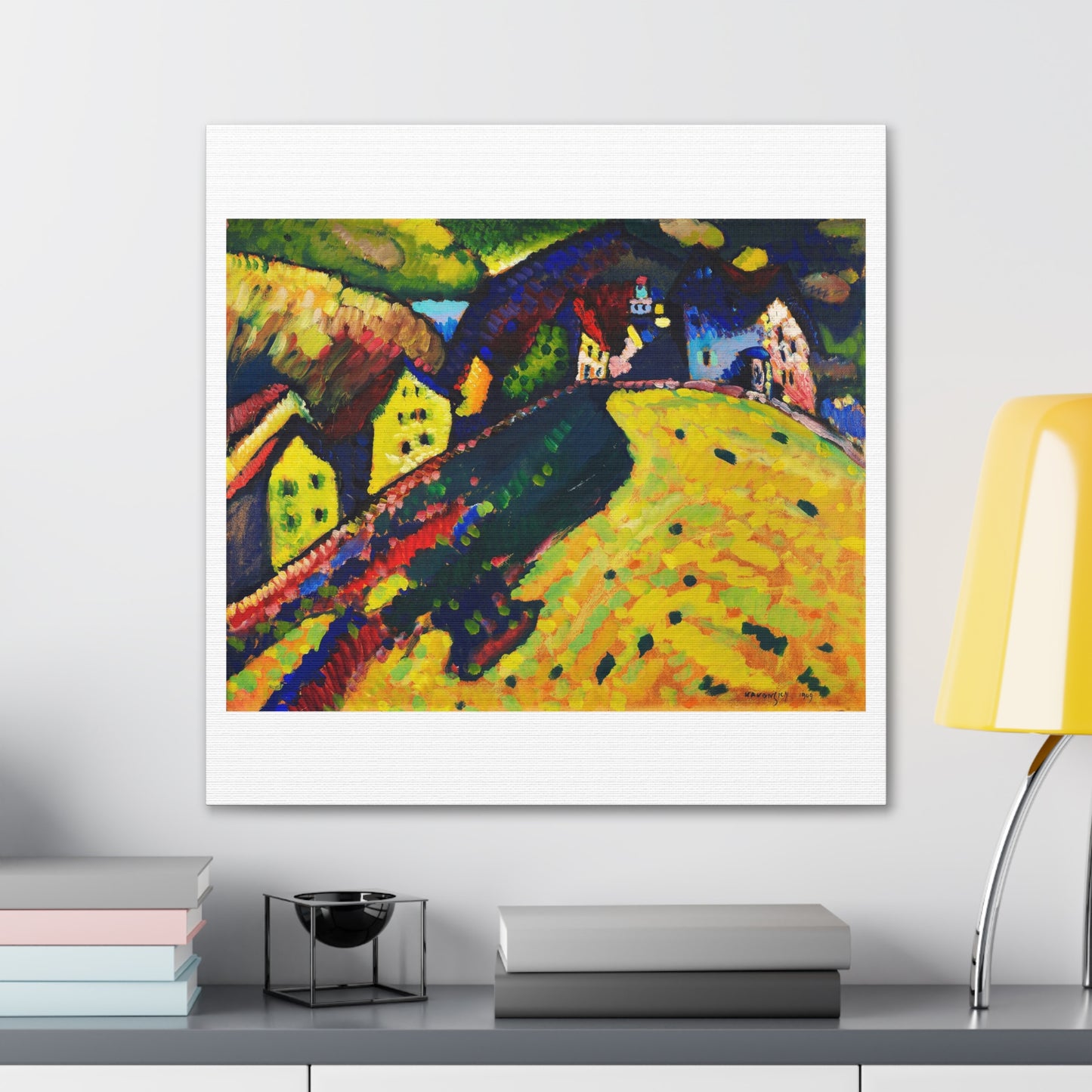 Houses at Murnau (1909) by Wassily Kandinsky Canvas Art Print from the Original