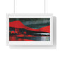 Unreal Landscape, Red and Grey Decor Art, Large Framed Print