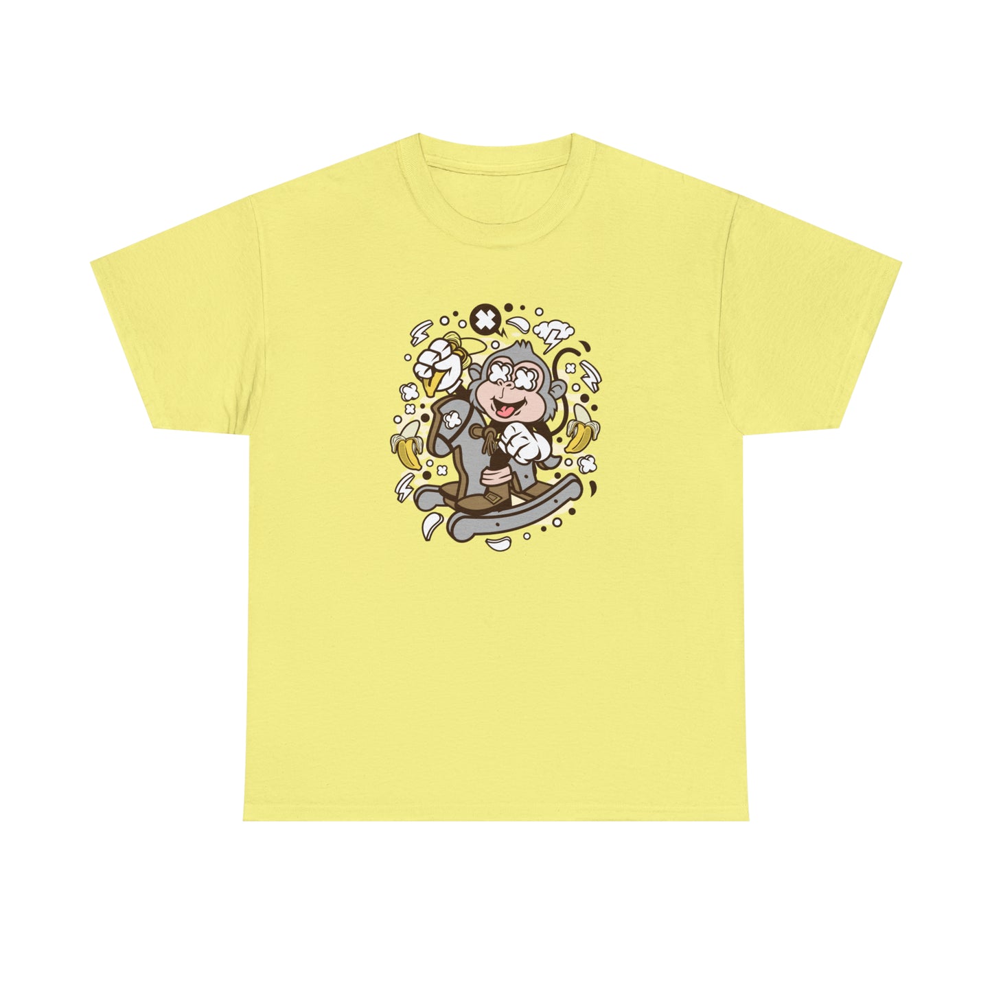 Monkey Rocking Horse Cartoon T-Shirt