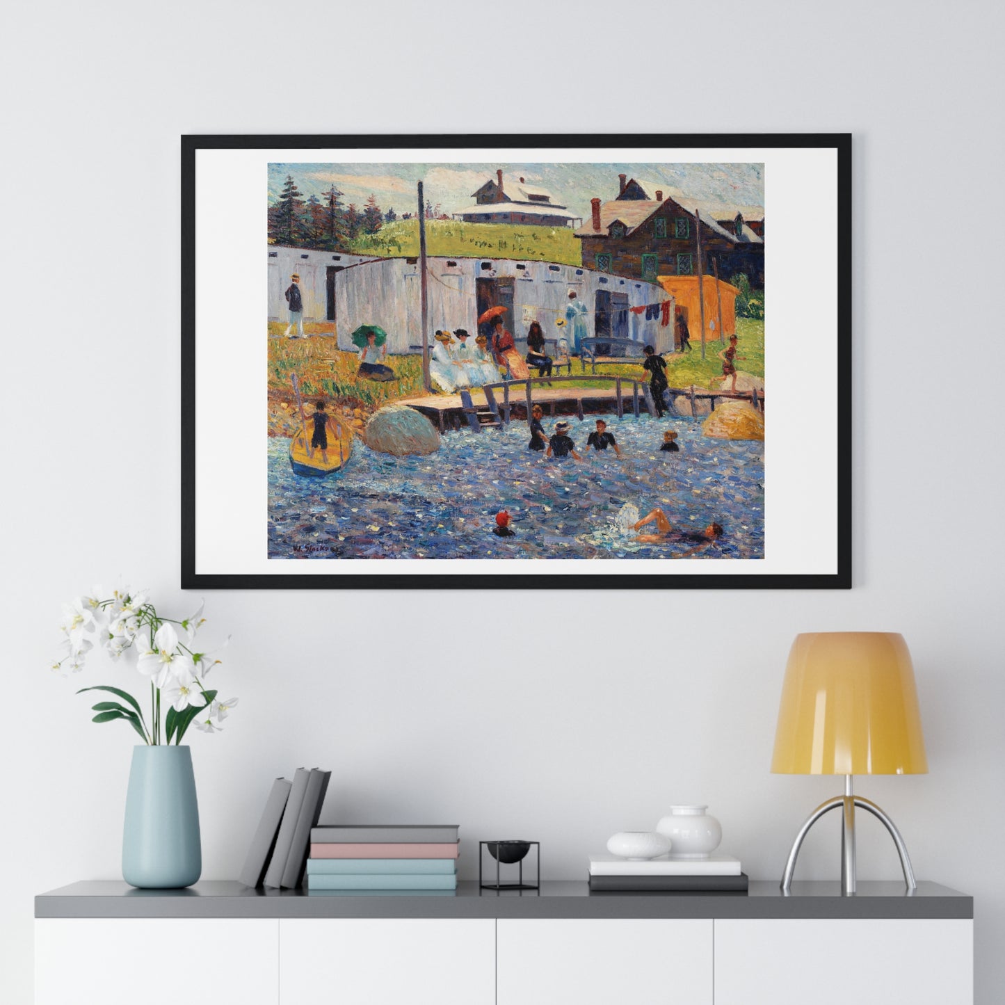 The Bathing Hour, Chester, Nova Scotia (1910) by William James Glackens, from the Original, Framed Print