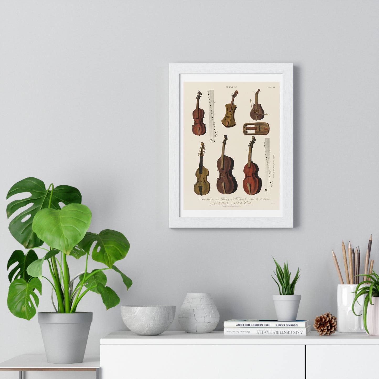 A Collection of Antique Violin, Viola, Cello and More from Encyclopedia Londinensis (1810) from the Original Art Print on Canvas