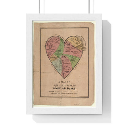 A Map of the Open Country of Woman's Heart (1833-1842) from the Original, Framed Art Print
