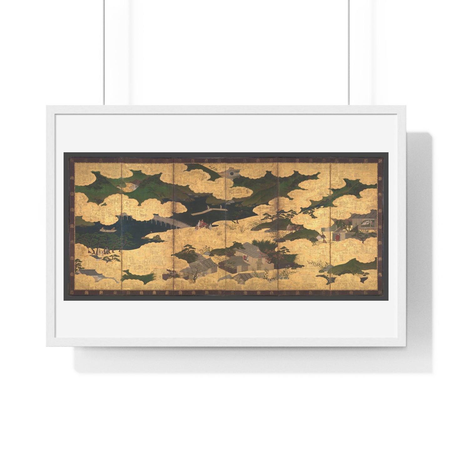 Japanese 13th Century Screen Painting, Kogō and the Imperial Procession to Ōhara, from The Tale of the Heike (Heike Monogatari) Framed Print