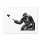 Gorilla with Selfie Stick, Absudist Art Print on Satin Canvas