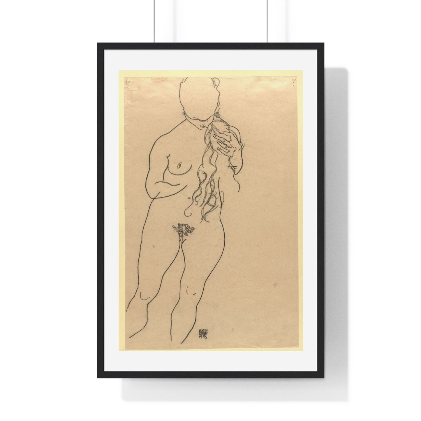 Nude by Egon Schiele, from the Original, Framed Art Print