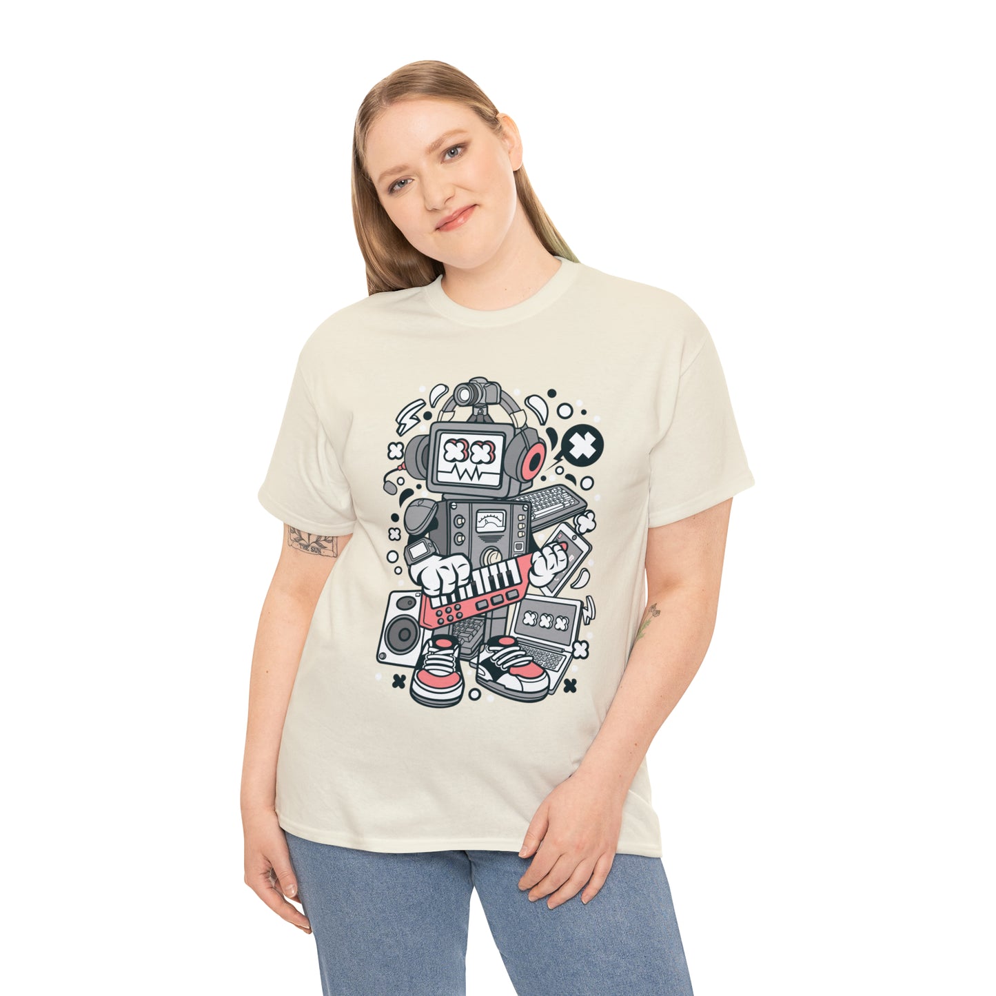 Robot Music Machine Cartoon T-Shirt