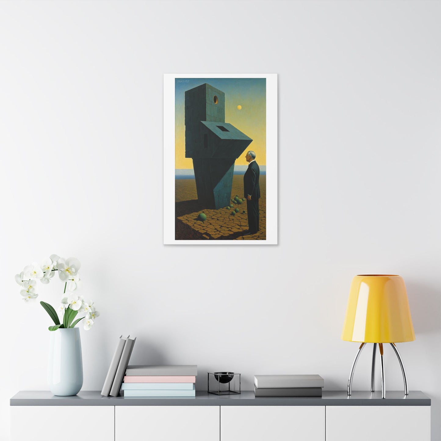 Man at the Watchtower II, Surrealist Art Style 'Designed by AI' Canvas Art Print