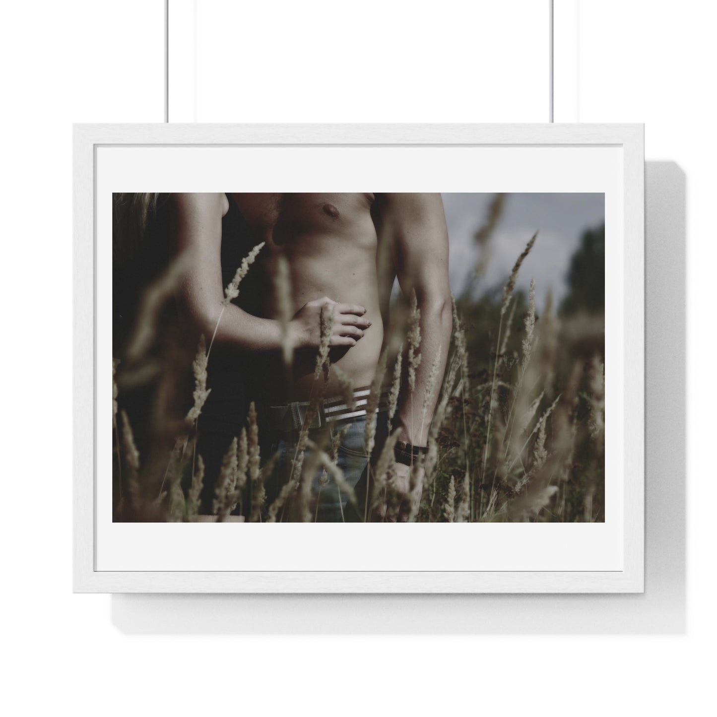Shirtless Man with Woman, Photographer Unknown, from the Original, Framed Print