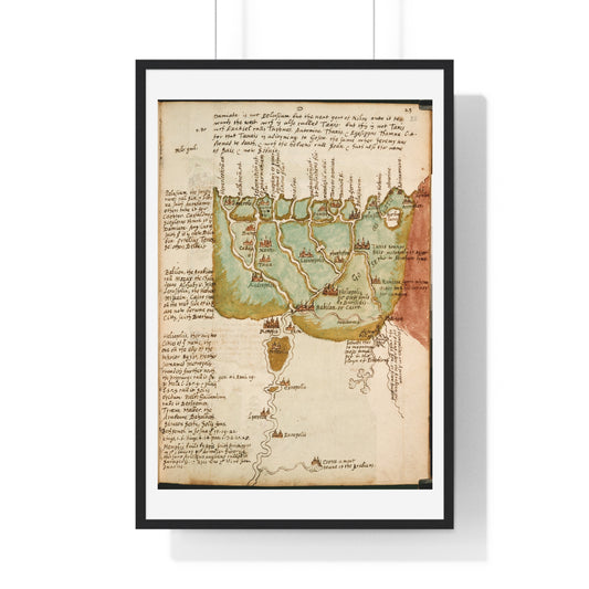 Antique Map of Lower Egypt (circa 1607) from the Original Sir Walter Raleigh Manuscript, Framed Print
