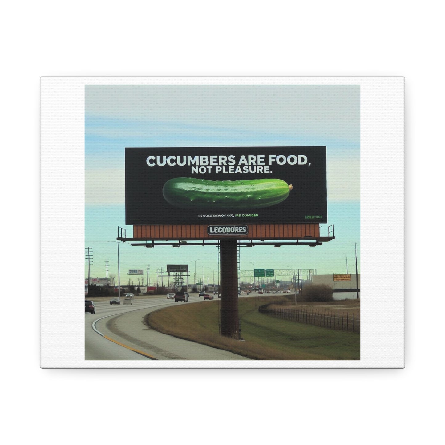 Cucumbers Are Food, Not Pleasure, Absurdist Art 'Designed by AI' Print on Canvas