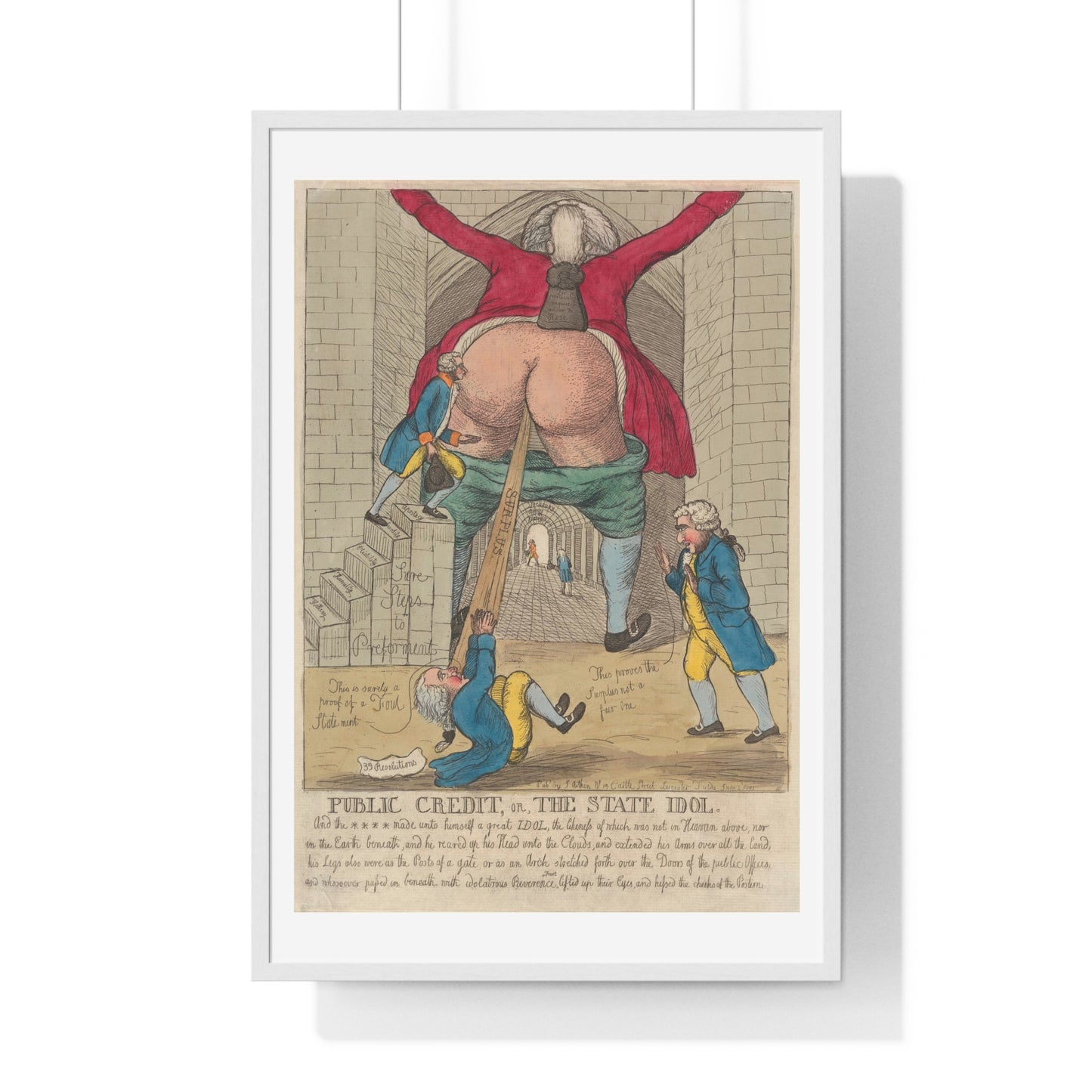 Satirical Print 'Public Credit, Or, The State Idol' (1791) by William Dent, from the Original, Framed Print