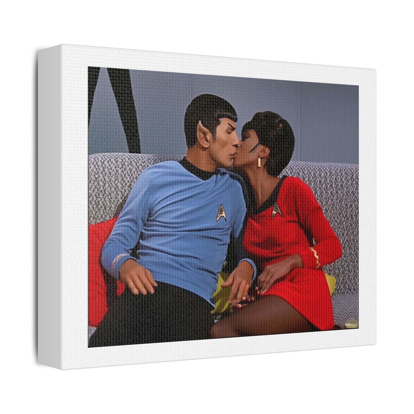Vibe Shift Onboard the Starship Enterprise, Star Trek Absurdist Art 'Designed by AI', Art Print on Canvas
