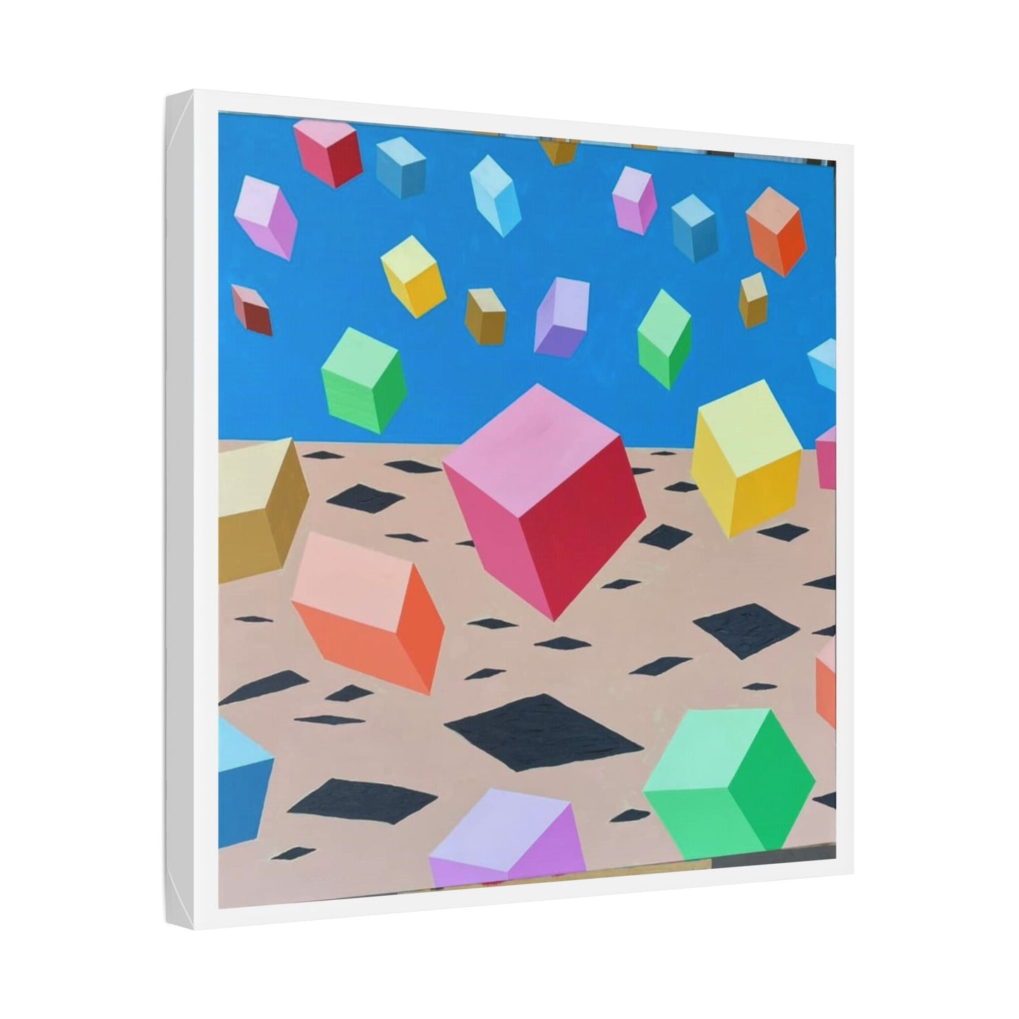 Bouncing Boxes, Cartoon Art 'Designed by AI' Canvas Art Print