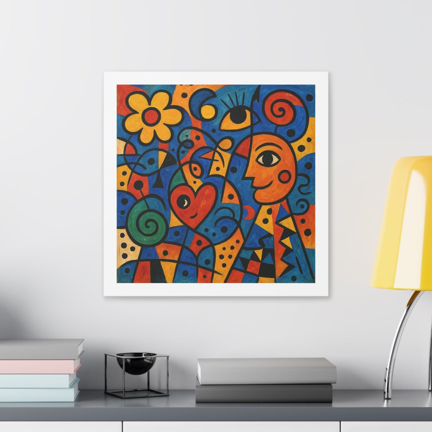 Love and Life Art in the Style of Joan Miro 'Designed by AI' Canvas Art Print