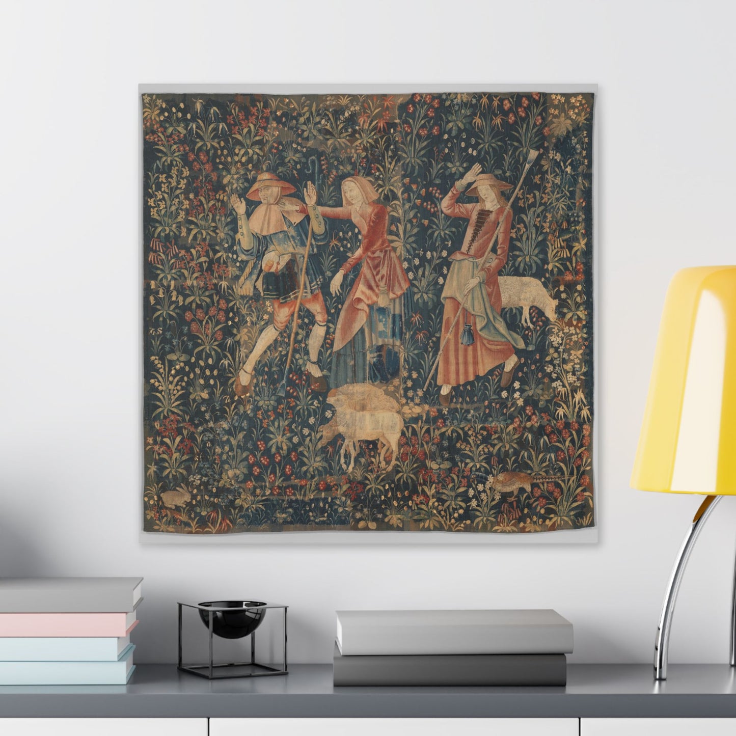 Shepherd and Shepherdesses, South Netherlandish Tapestry (1500–1530) Canvas Art Print