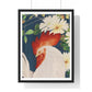 Rooster Pattern on Kimono Fabric, from the Original, Framed Art Print