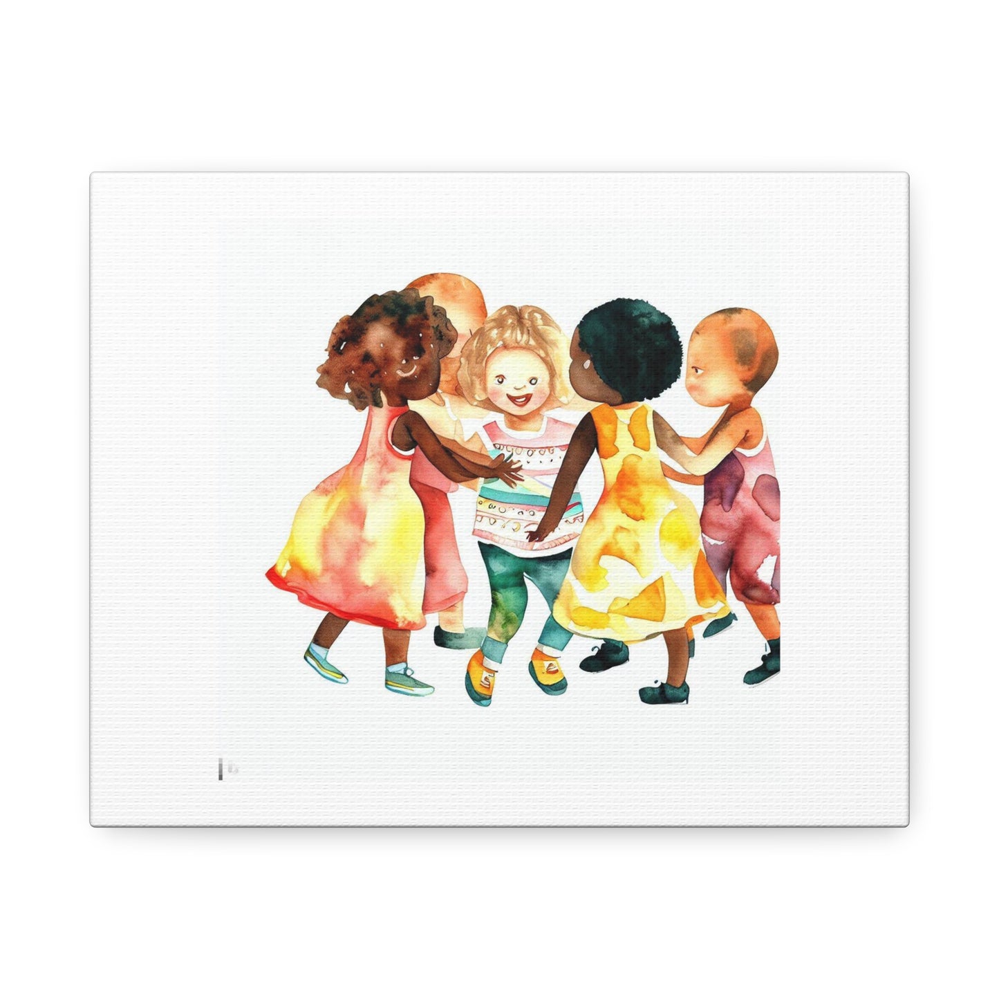 Beautiful Small Children Of All Races Playing Together Watercolour 'Designed by AI' on Canvas