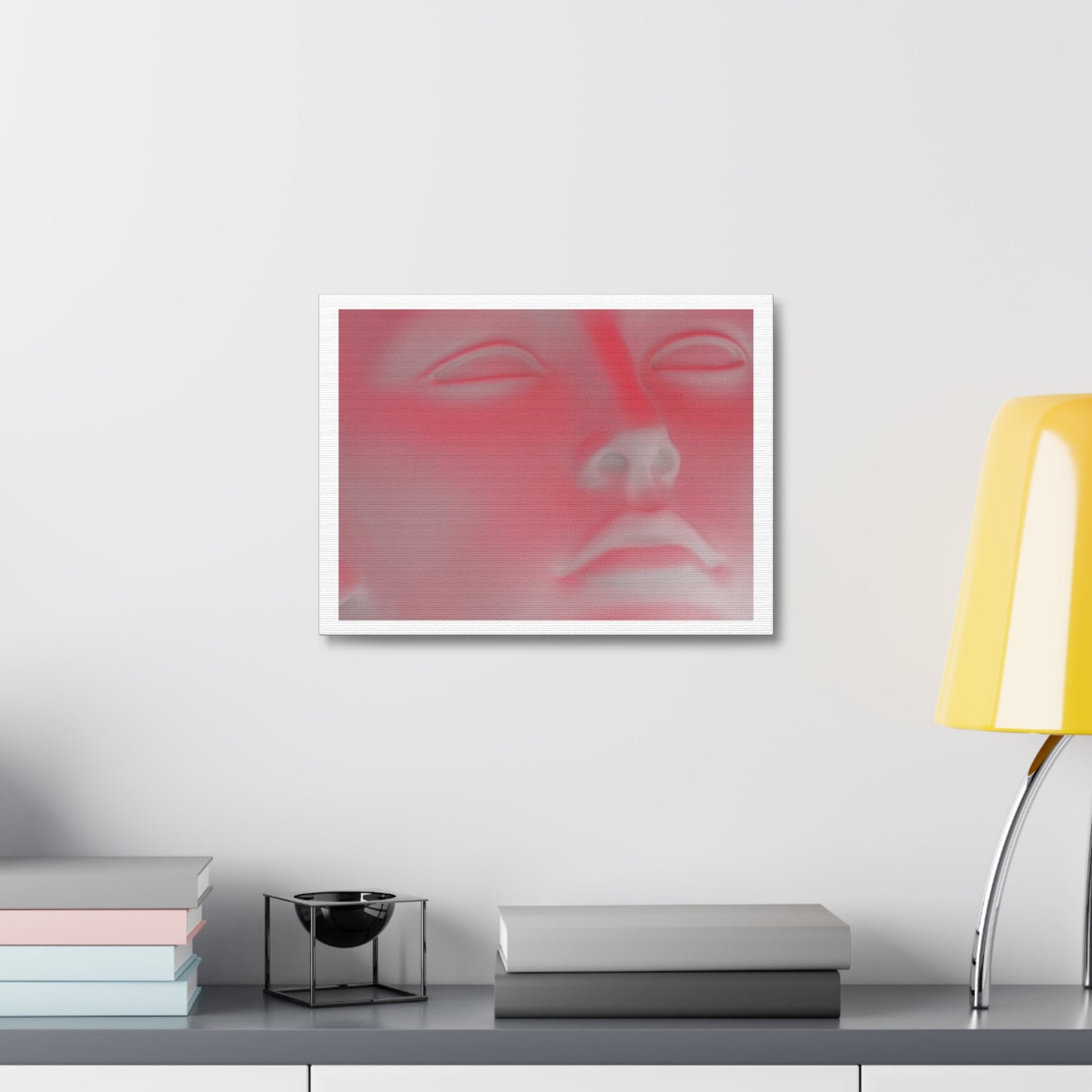 Pink Neon Head Art Print on Satin Canvas, Stretched