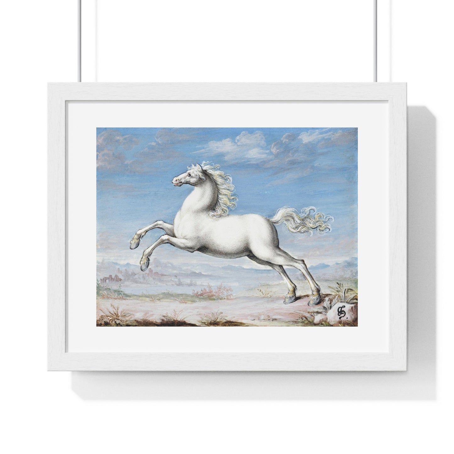 White Horse (1552–1601) by Joris Hoefnagel, from the Original, Framed Art Print