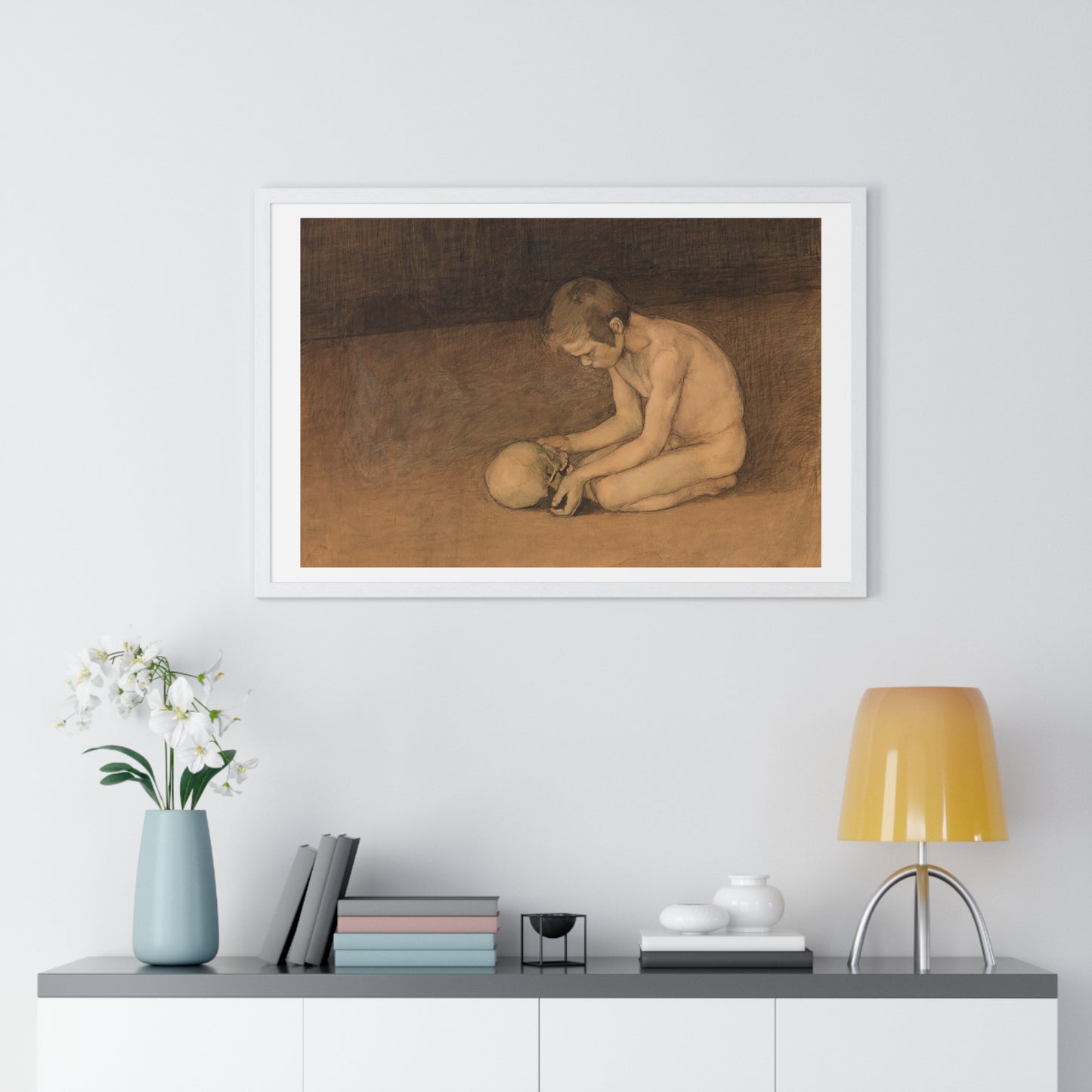 Boy with Skull (1893) by Magnus Enckell, from the Original, Framed Print