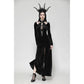 Dark in Love Vera Gothic Velvet High-Slit Maxi Dress with Hollow Neckline, Embroidered Buttons