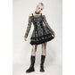Dark in Love Ida Punk Grey Tartan Metal-Studded Dress