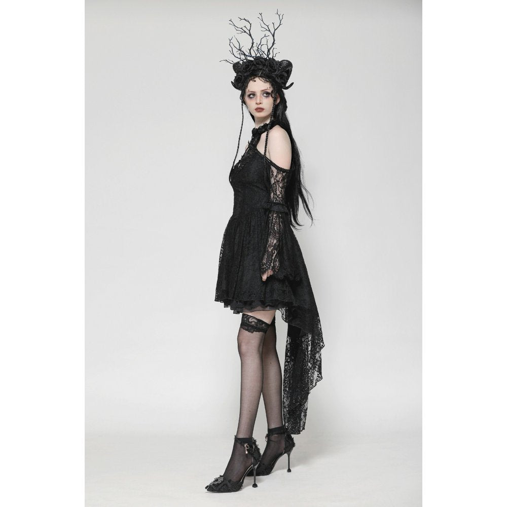 Dark in Love Gem Gothic Vine Lace-Tail Dress