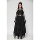 Dark in Love Carys Black Gothic Asymmetrical Lace Off-Shoulder Dress with Rhinestone Detail