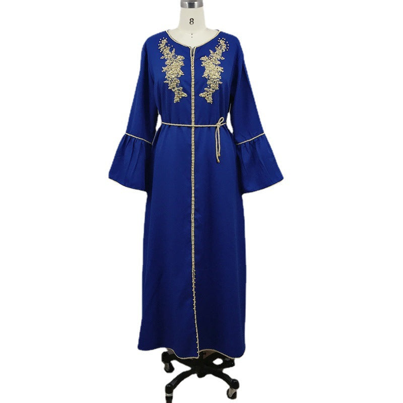 Vireous Fashion Pearl-Embroidered Robe Evening Dress